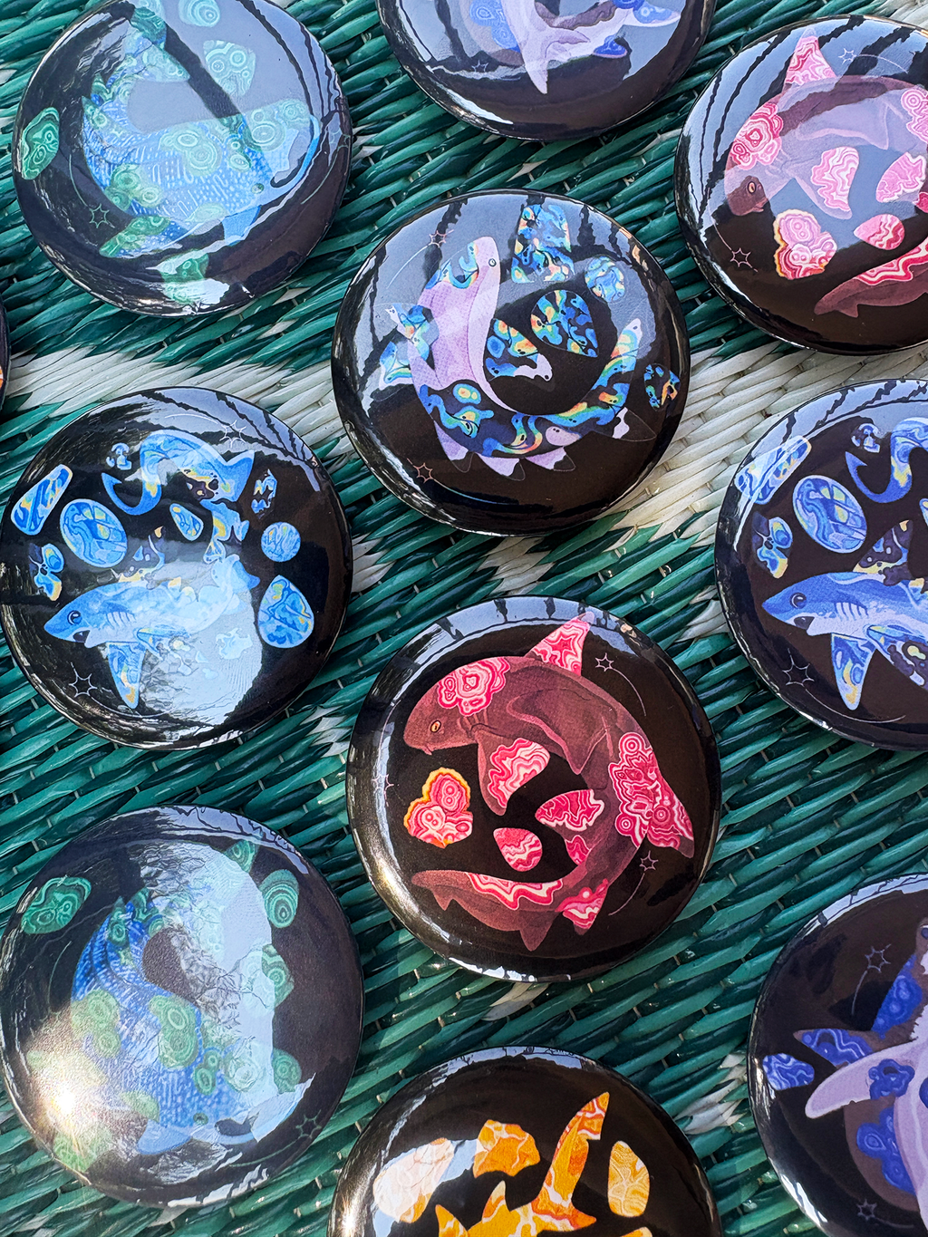 Blue Lace Agate Bonnethead Shark Button