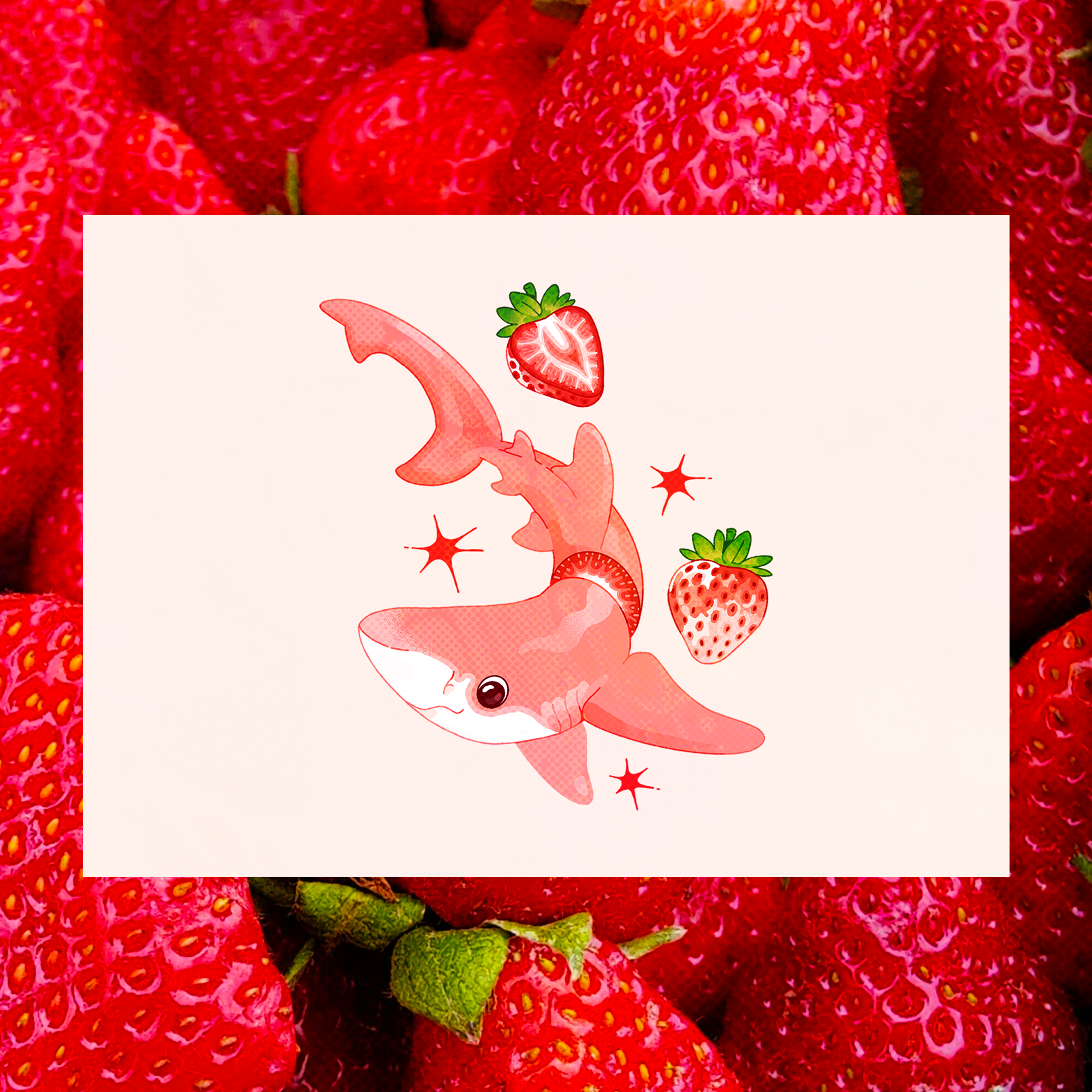 Strawberry Shark 5"x7" Fine Art Print