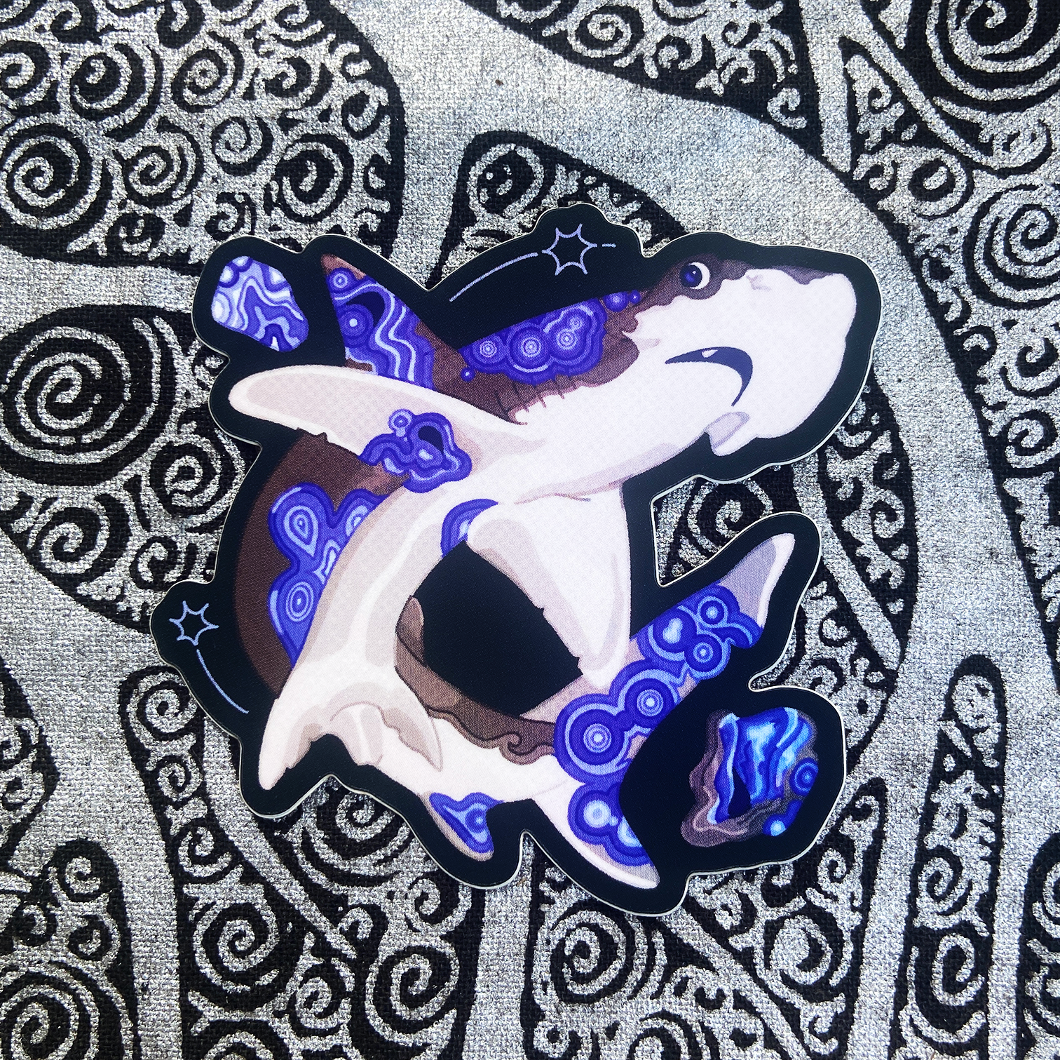 Blue Lace Agate Bonnethead Shark Sticker