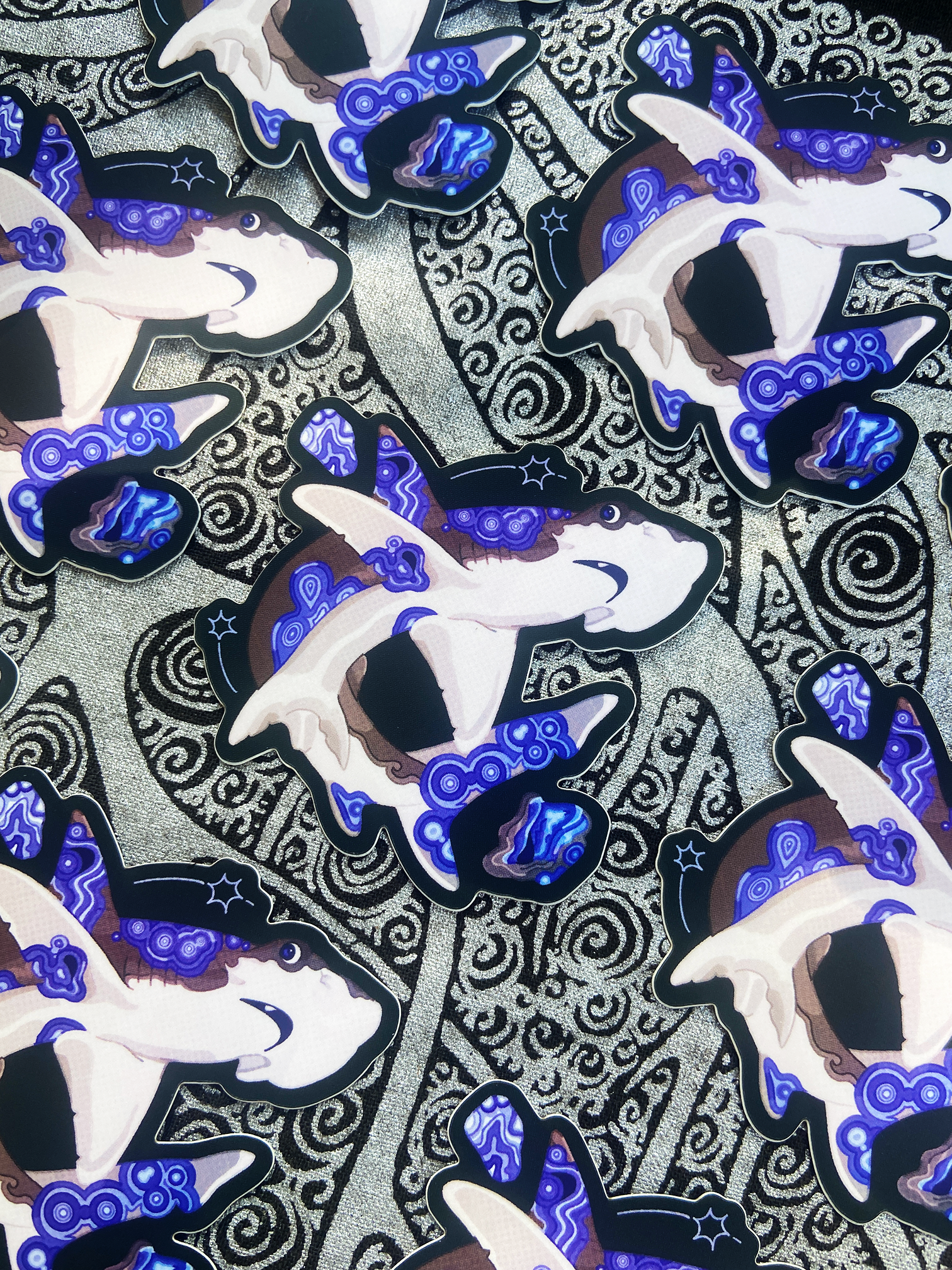 Blue Lace Agate Bonnethead Shark Sticker