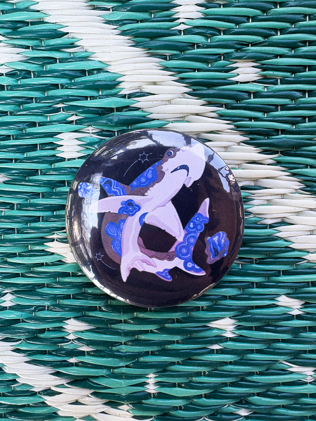 Blue Lace Agate Bonnethead Shark Button