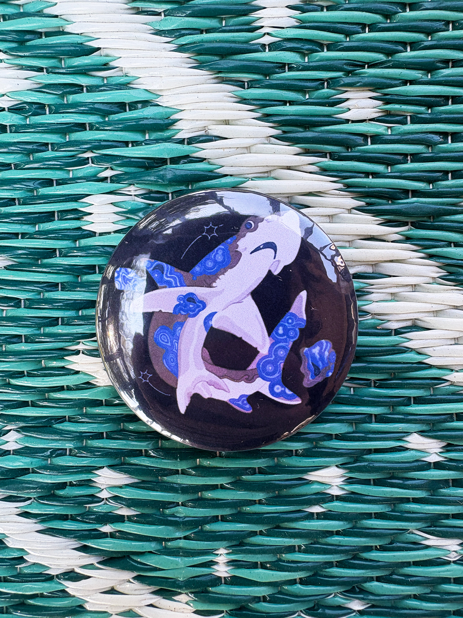 Blue Lace Agate Bonnethead Shark Button