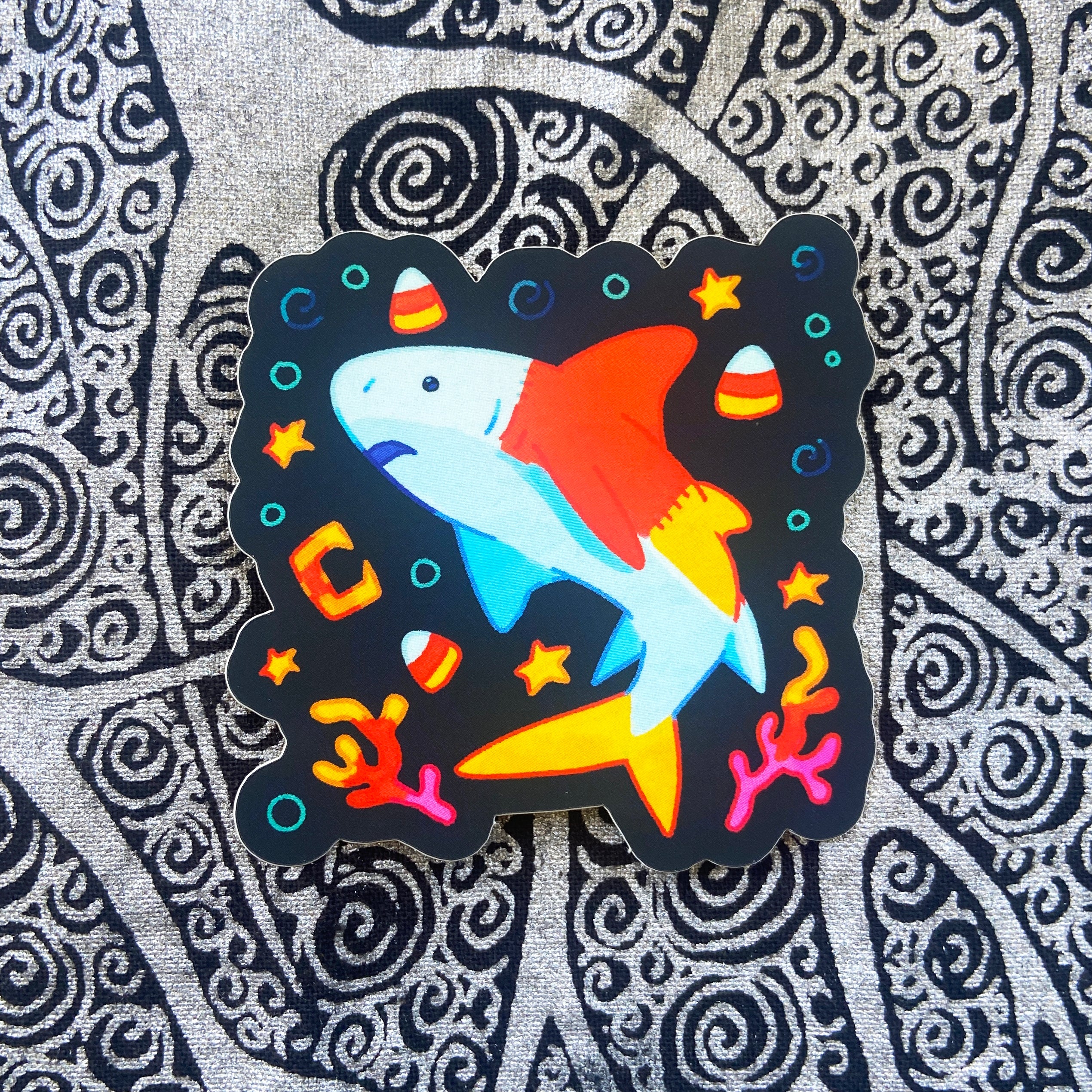 Candy Corn Shark Sticker