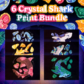 6 Crystal Shark Fine Art Print Bundle