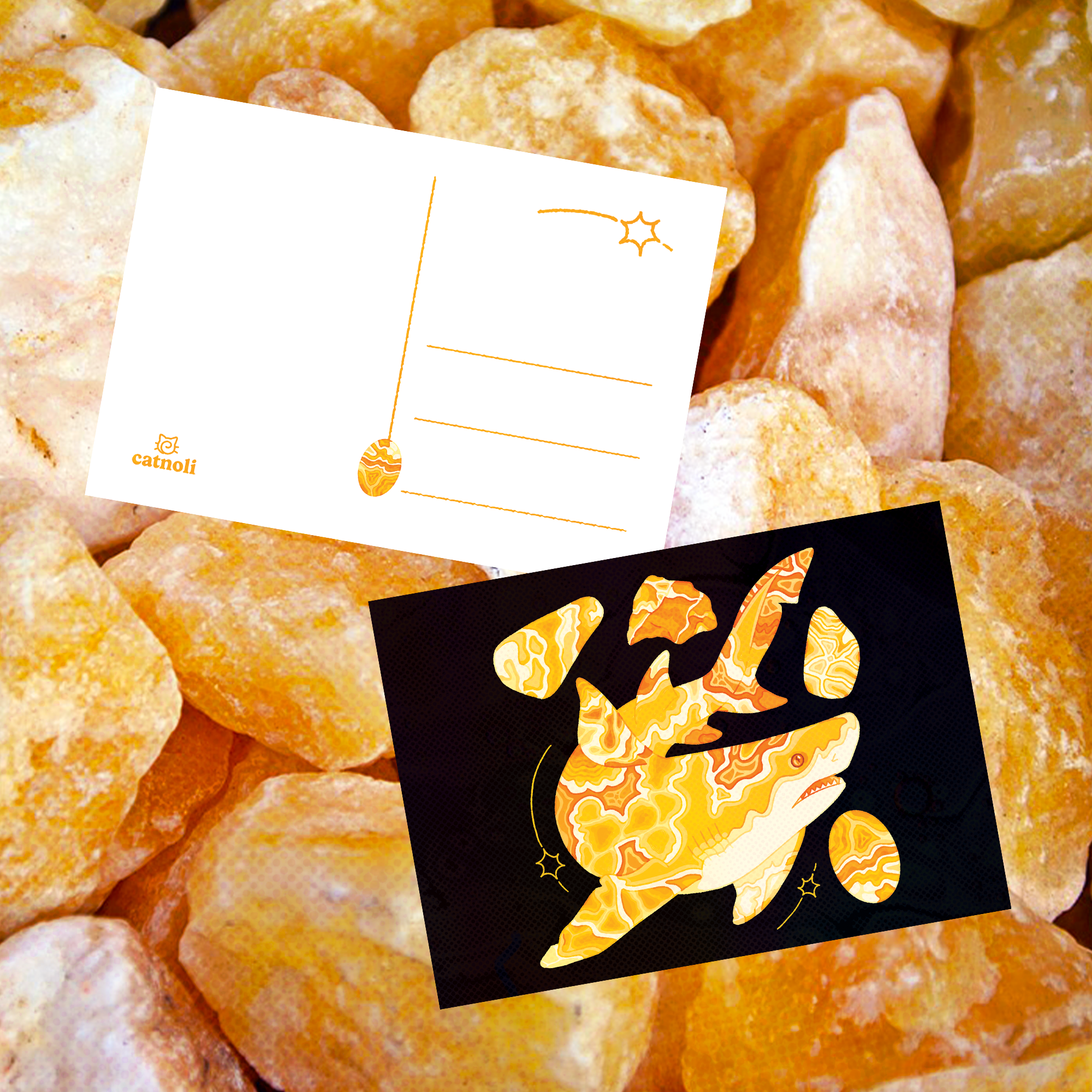 Honey Calcite Lemon Shark 5"x7" Postcard