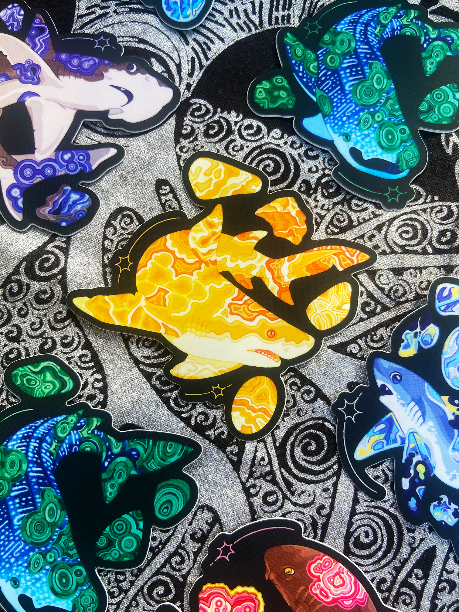 6 Crystal Shark Sticker Bundle
