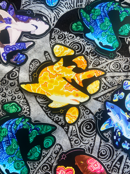 6 Crystal Shark Sticker Bundle