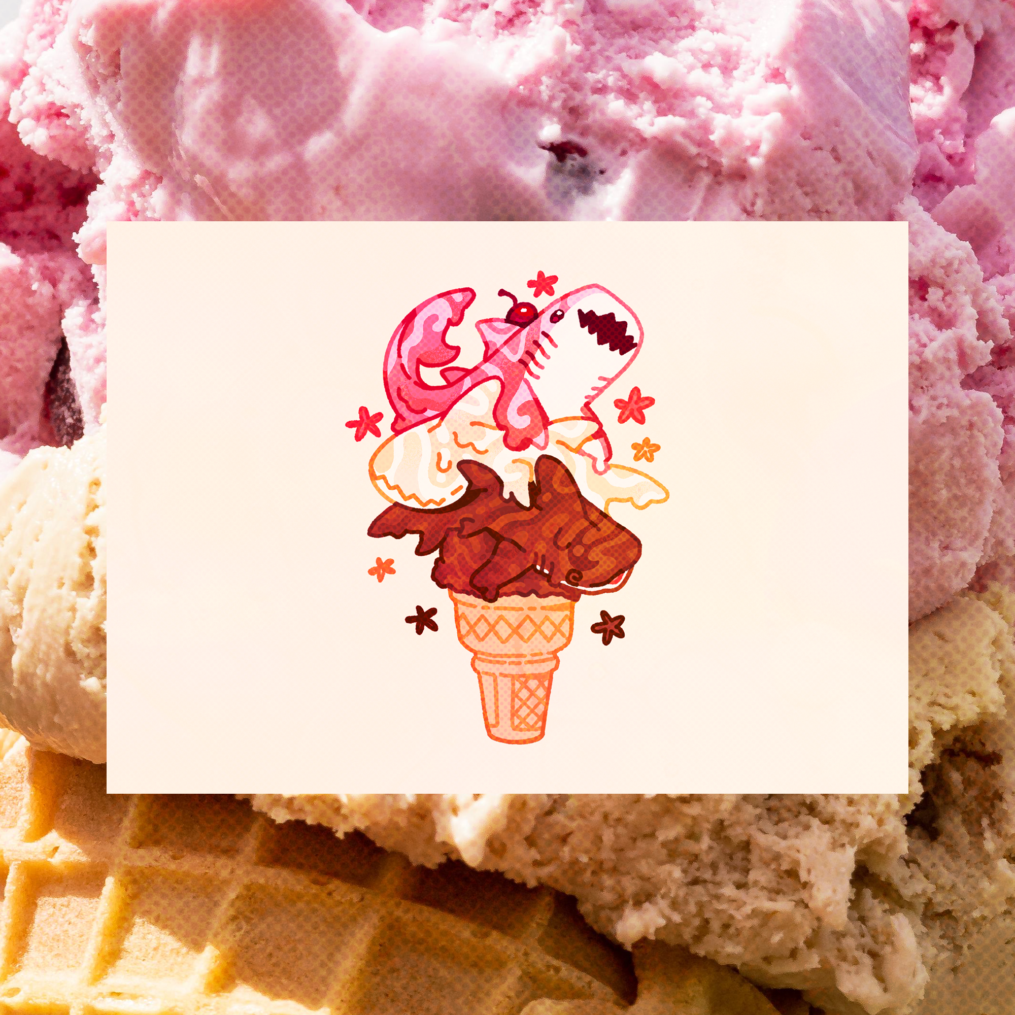 Neapolitan Ice Cream Shark 5"x7" Fine Art Print