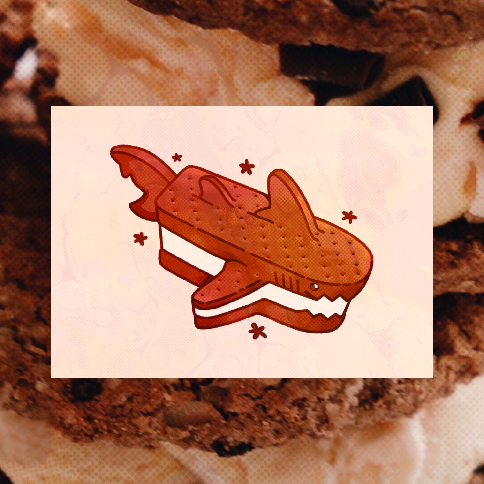 Ice Cream Sandwich Shark 5"x7" Fine Art Print