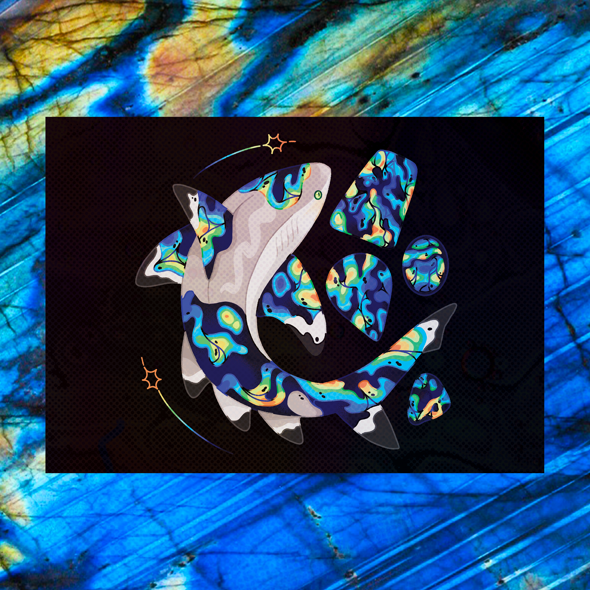 6 Crystal Shark Fine Art Print Bundle