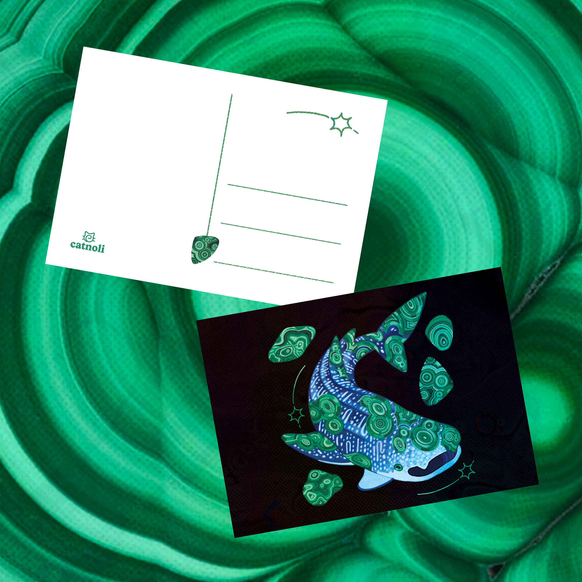 Malachite Whale Shark 5"x7" Postcard