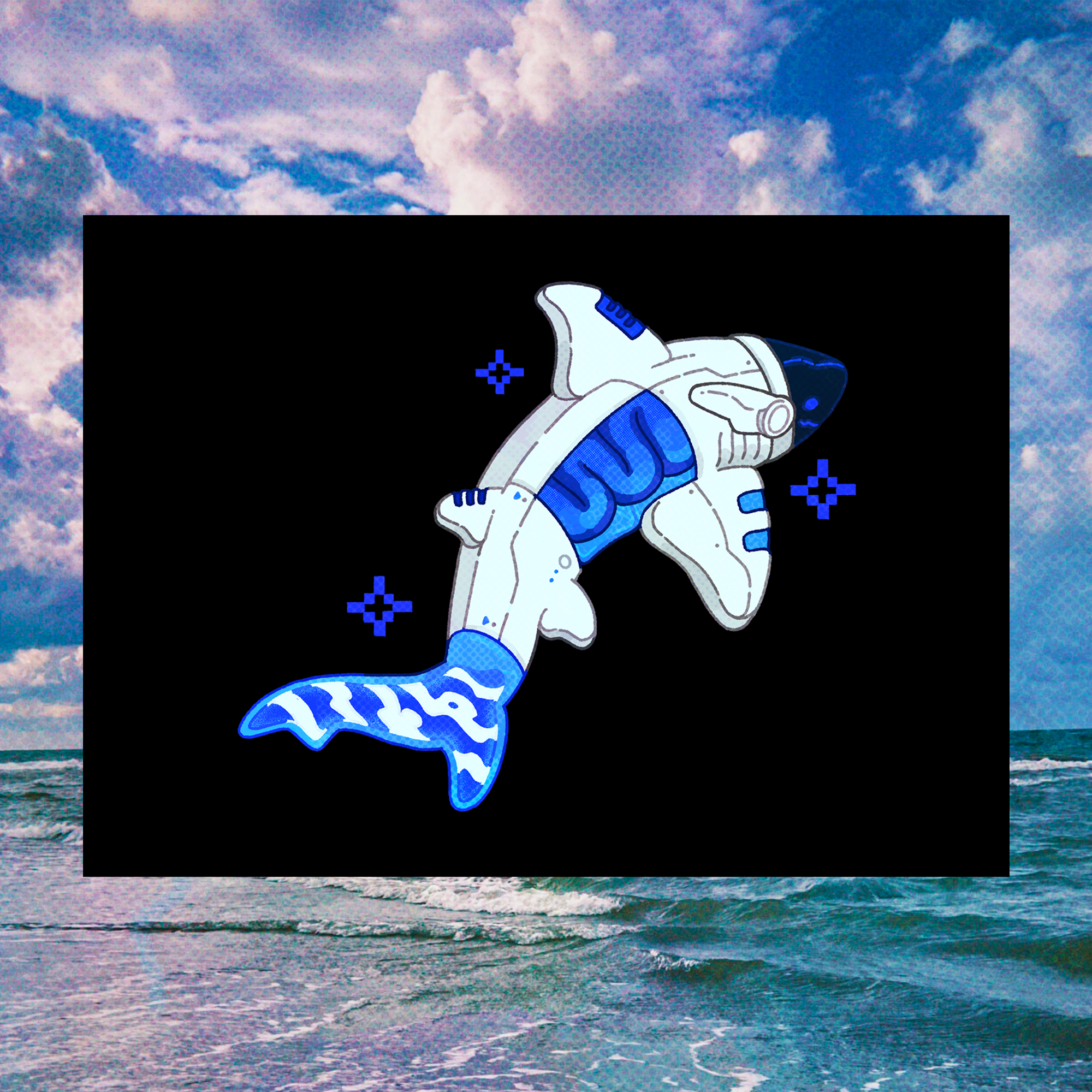 Digital Blue Shark 5"x7" Fine Art Print