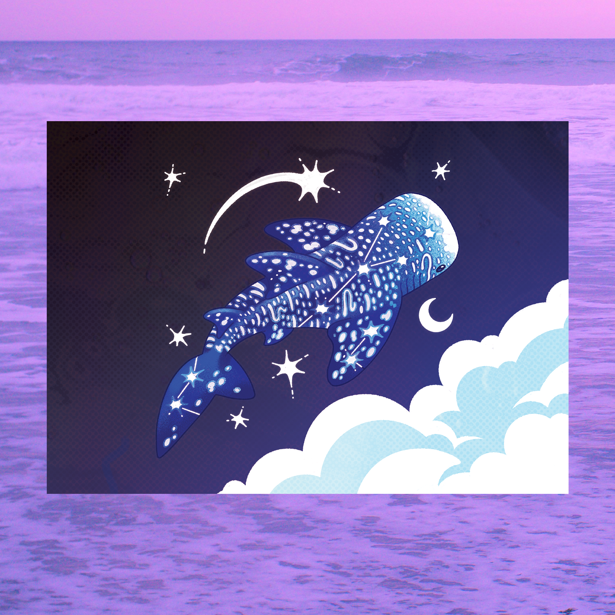 Starry Whale Shark 5"x7" Fine Art Print