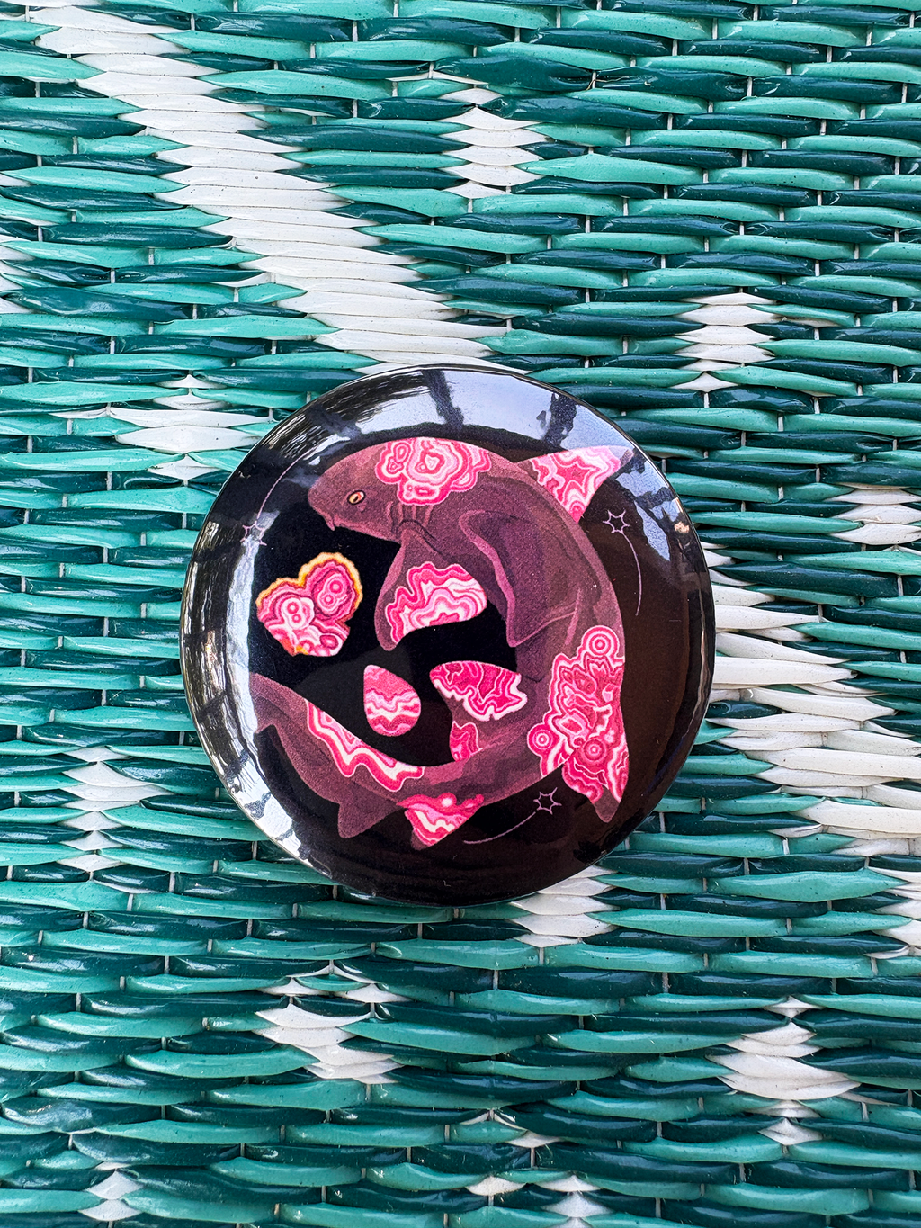 Rhodochrosite Nurse Shark Button
