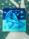 Blue Hammerhead, 6"x6" Original Acrylic Painting