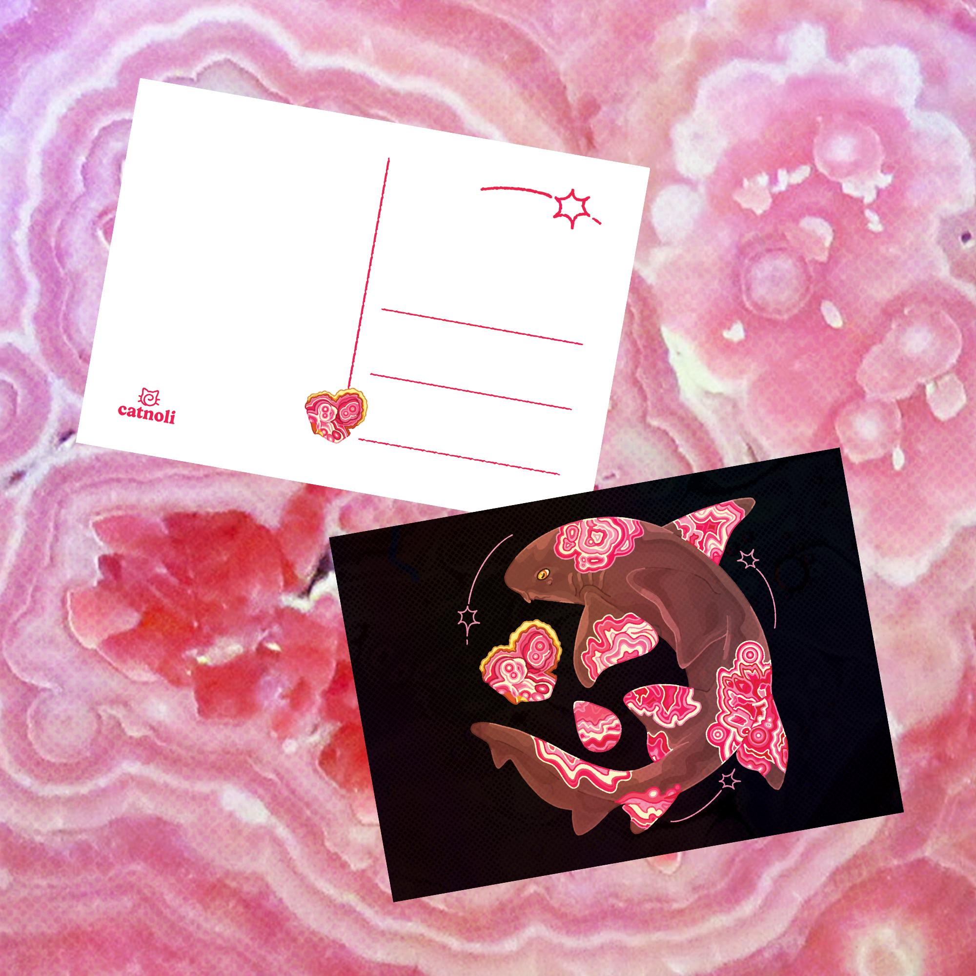 Rhodochrosite Nurse Shark 5"x7" Postcard