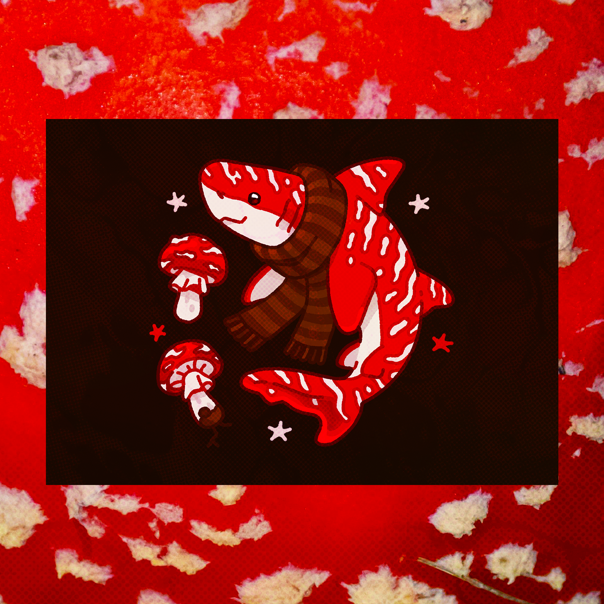 Fly Agaric Tiger Shark 5"x7" Fine Art Print