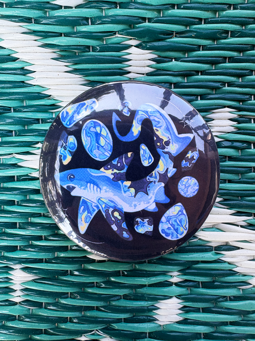 Moonstone Thresher Shark Button